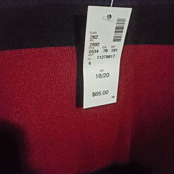 Avenue Purple & Burgandy Wide Striped Long Sleeve Dress Size 18/20 - Picture 7 of 8